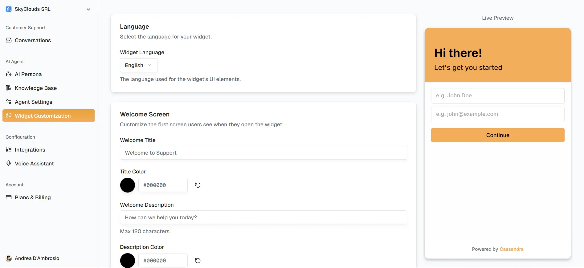 White Label Customization Settings